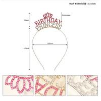 Kristal Taşlı Pembe Birthday Princess Yazılı Parti Tacı 19x11 cm