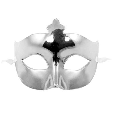 Gümüş Renk Kostüm Partisi Ekstra Parlak Balo Maskesi 15x10 cm