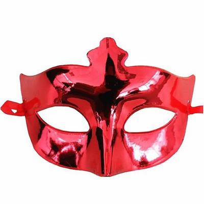 Kırmızı Renk Kostüm Partisi Ekstra Parlak Balo Maskesi 15x10 cm 
