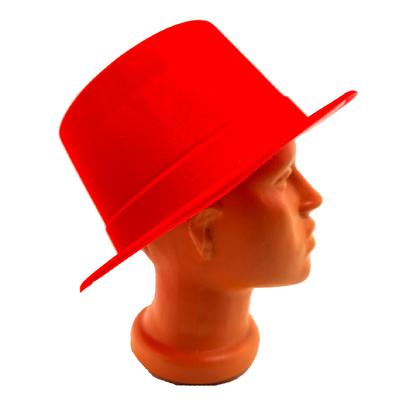 Kırmızı Renk Plastik Nubuk Kadife Flok Kaplama Fötr Şapka 11 cm