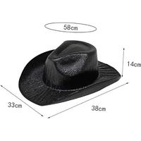 Neon Hologramlı Kovboy Model Parti Şapkası Siyah Yetişkin 39X36X14 cm