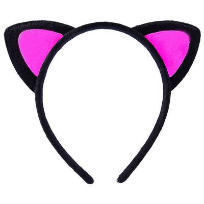 Sevimli Kedi Kulak Pofuduk Kedi Taç Siyah İçi Şeker Fuşya Renk 17x15 cm
